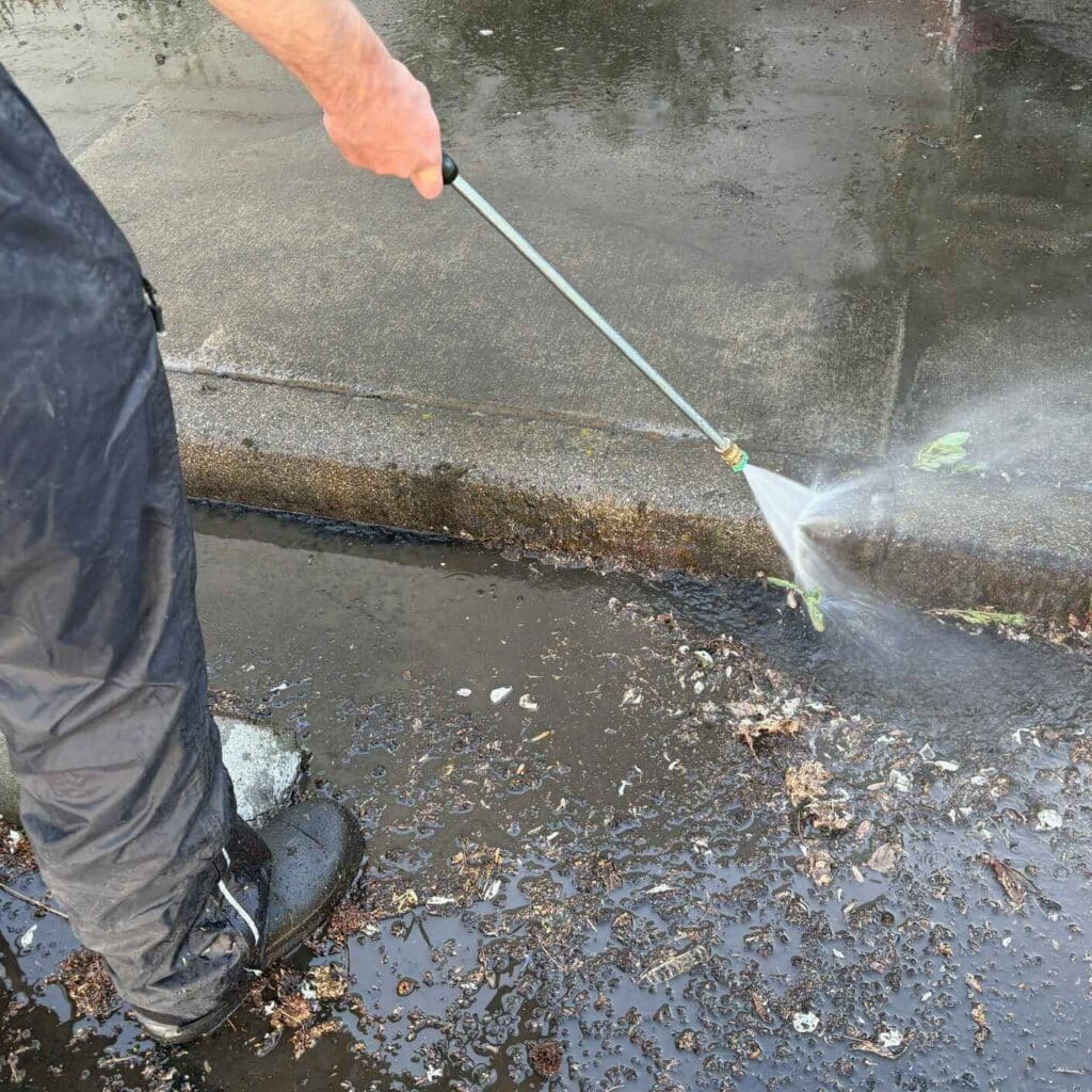 Power washing commercial concrete